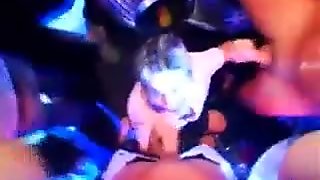 Party sluts giving BJs to strippers at big orgy