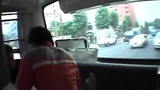 Japanese sex slave forced into hardcore fucking in bus gangbang
