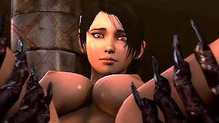 Cachonda Tomb Raider es capturado y forzado (Japón porno anime)