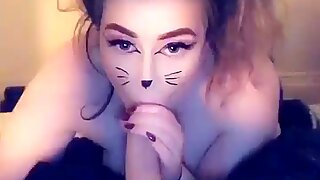 Amelia Skye in Cat Šaty-up Fucks a Hluboký Kouření Velké piro a vibrátor na Snapchat